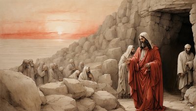 Jezus wekt Lazarus uit de dood door Josef Johann Michel