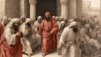 Jezus verdrijft de handelaars uit de tempel door Josef Johann Michel