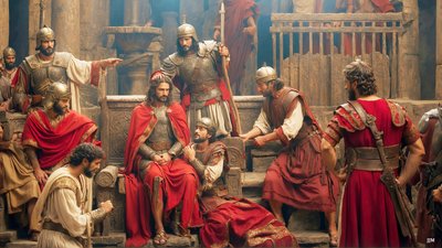Jezus bespot en geslagen door Romeinse soldaten door Josef Johann Michel