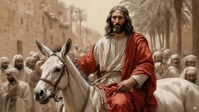 Jezus trekt Jeruzalem binnen door Josef Johann Michel