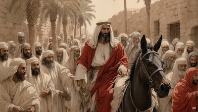 Jezus trekt Jeruzalem binnen door Josef Johann Michel