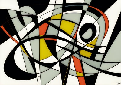 abstract: op wit-cirkels+schommels 2 door Josef Johann Michel