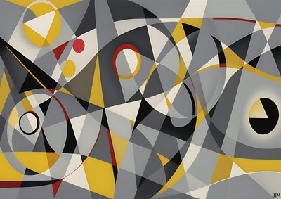 abstract: zilver-gele cirkels 2 door Josef Johann Michel