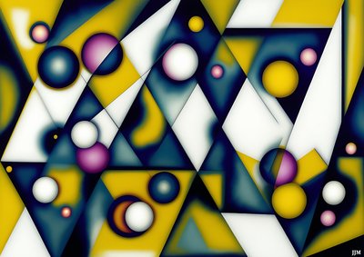 abstract: sferen+driehoeken 2 door Josef Johann Michel