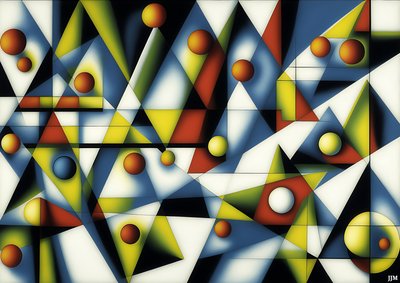 abstract: sferen+driehoeken 3 door Josef Johann Michel
