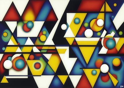 abstract: sferen+driehoeken 4 door Josef Johann Michel