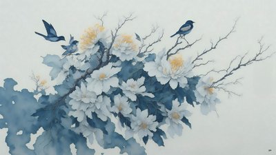 Chrysant bloem in blauw _02 door Josef Johann Michel