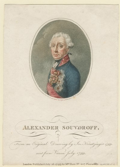 Portret van Veldmaarschalk Generalissimo Prins Alexander Soevorov 1729-1800, 1799 door Josef Kreuzinger