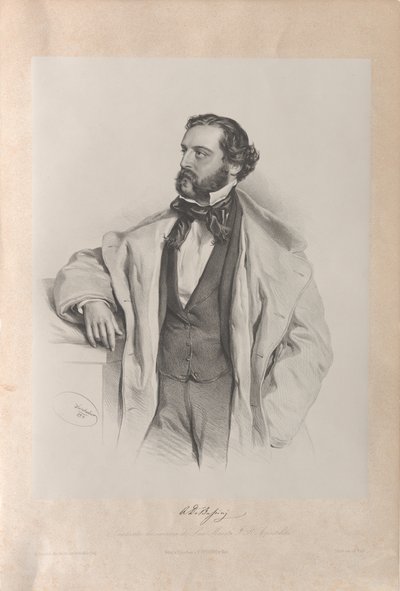 Portret van de operazanger Achille De Bassini 1819-1881, 1854 door Josef Kriehuber