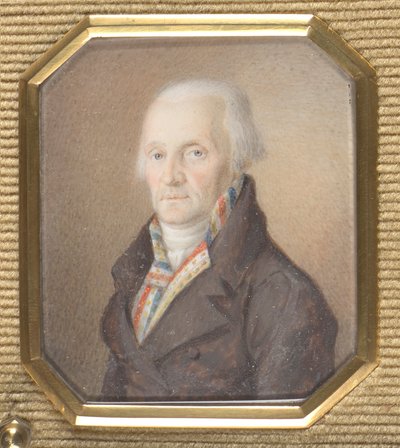 Oudere heer met blauw-wit-rood vest door Josef Lanzedelli d. Ä.