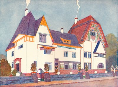 Huis in Darmstadt, ontworpen door Professor Joseph Olbrich door Josef Maria Olbrich
