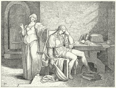 Enzio van Sardinië, buitenechtelijke zoon van de Heilige Roomse Keizer Frederik II, in gevangenschap van de Guelph Lombarden door Josef Mathias (after) Trenkwald