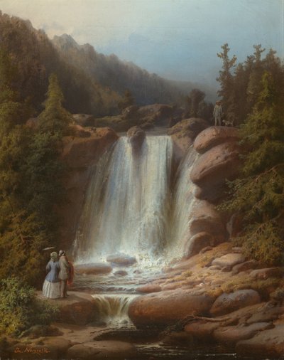 Waterval van de Mumlava-rivier in het Reuzengebergte, 1850-53 door Josef Matj Navrátil
