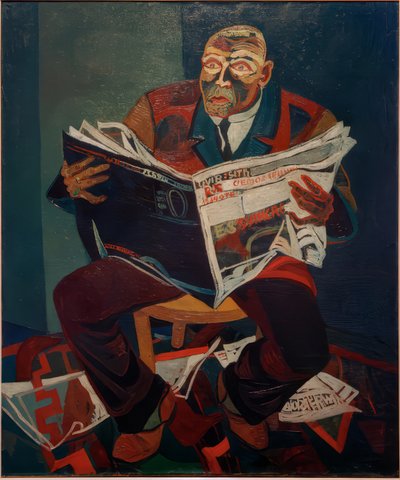 Man leest de krant door Josef Scharl