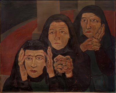 Drie treurende vrouwen (Lamenting women) door Josef Scharl