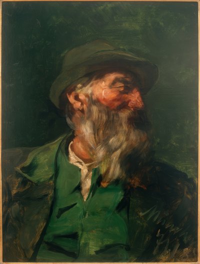Portret van een jager in halfprofiel door Josef Wenglein