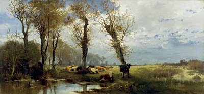 Landschap met veekudde door Josef Wenglein