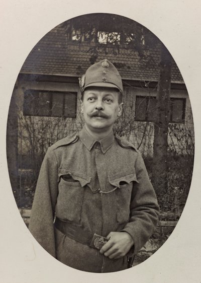 Album "Meine weltkriegs - Erinnerungen Zuidwestfront (Karinthië, Italië, Zuid-Tirol) 31/03/1915-12/11/1918 - Josef Zohles Wien": portret van soldaat door Josef Zohles