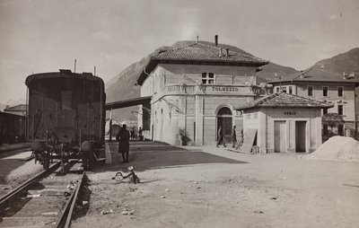 Album "Meine weltkriegs - Erinnerungen Zuidwestfront (Karinthië, Italië, Zuid-Tirol) 31/03/1915-12/11/1918 - Josef Zohles Wien": station van Tolmezzo door Josef Zohles