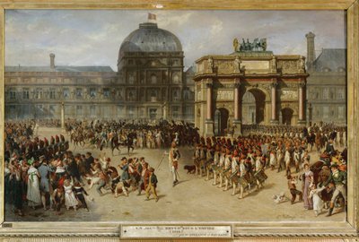 Militaire parade voor het Tuilerieënpaleis, Parijs, in 1810 ... door Joseph-Louis-Hippolyte Bellange