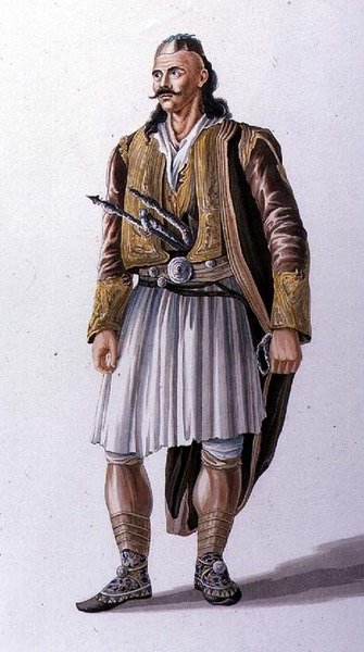 Kapitein van Suliote Albanezen, illustratie uit Canto II van 