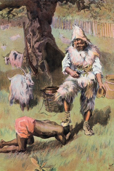 Robinson Crusoe: Hij plaatst mijn voet op zijn hoofd door Joseph (after) Finnemore