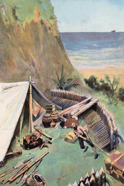Robinson Crusoe: Ik verzamel mijn voorraden door Joseph (after) Finnemore