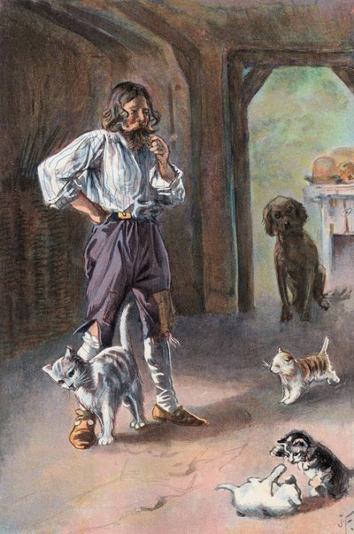 Robinson Crusoe: Mijn kat bracht drie kittens thuis door Joseph (after) Finnemore
