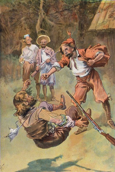 Robinson Crusoe: De Spanjaard slaat hem met één klap neer door Joseph (after) Finnemore