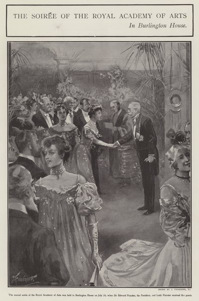 De soiree van de Royal Academy of Arts in Burlington House, Londen door Joseph (after) Finnemore