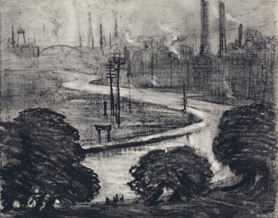 Oost-Londen, de rivier Lea door Joseph (after) Pennell