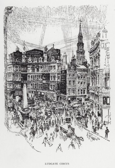 Ludgate Circus door Joseph (after) Pennell