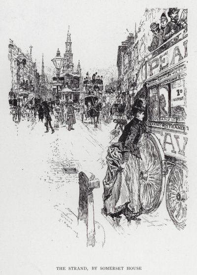 The Strand, bij Somerset House door Joseph (after) Pennell