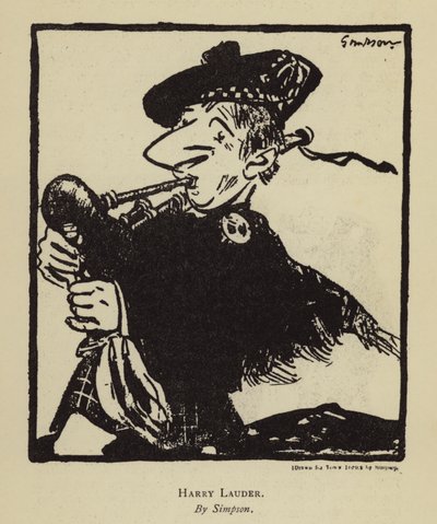 Harry Lauder, Schotse zanger en komiek (litho) door Joseph (after) Simpson