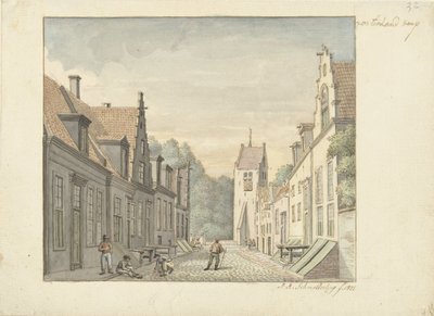 Straat in het dorp Oosterland op Duiveland door Joseph Adolf Schmetterling