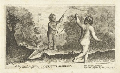 Kinderen aan het vliegeren door Joseph Antoine Cochet