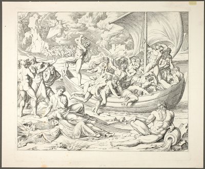Charons Schors met Zielen die de Styx oversteken, plaat twee uit Darstellungen aus Dante