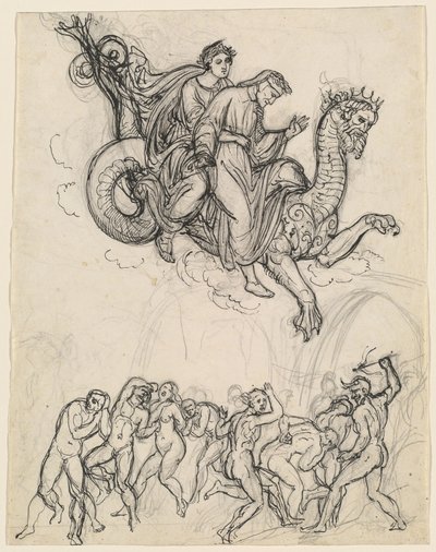 Dante en Virgil Rijden op de Rug van Geryon door Joseph Anton Koch