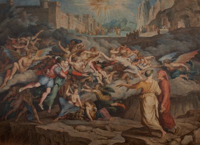 Dante en Vergilius in de tweede cirkel van de hel door Joseph Anton Koch
