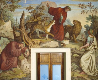 Dante slapend, aangevallen door wilde beesten, en ontmoet Virgil door Joseph Anton Koch