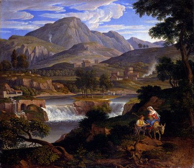 Landschap met bijbelse figuren door Joseph Anton Koch