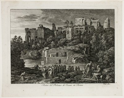 Ruïnes van het Paleis van de Caesars in Rome, plaat acht uit Die Römische Ansichten door Joseph Anton Koch