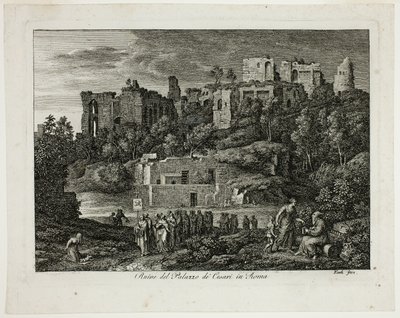 Ruïnes van het Paleis van de Caesars in Rome, plaat acht uit Die Römische Ansichten door Joseph Anton Koch