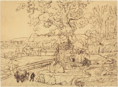 De Romeinse Campagna met een antieke fontein door Joseph Anton Koch