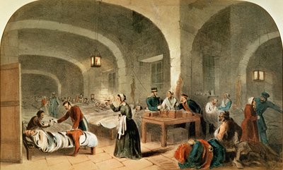 Schets van een zaal in het ziekenhuis van Scutari, c.1856 door Joseph Austin Benwell