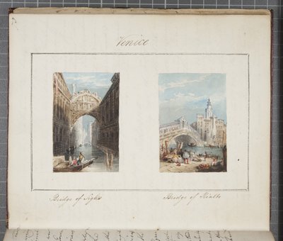 Venetië, geplakt in Thomas Moodys Journal of a tour through Switzerland and Italy, 1822 door Joseph Axe Sleap