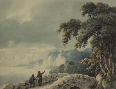 Landschap met Bomen, Brug en Figuren door Joseph Barber