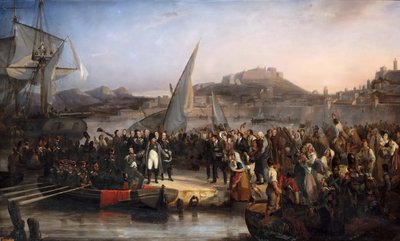 Napoleon verlaat het eiland Elba op 26 februari 1815 door Joseph Beaume
