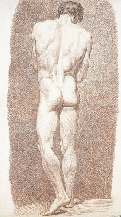 Studie van een mannelijk naakt, gezien van achteren, 1774 door Joseph Benoît Suvée