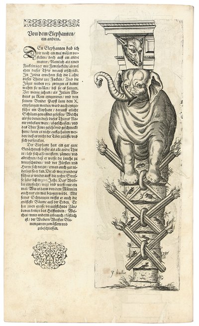 Kolom met figuur van een olifant, 1604 door Joseph Boillot